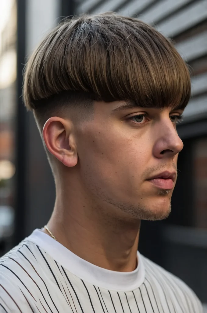 6 Fade Bowl CutWhite American man with a mode 0