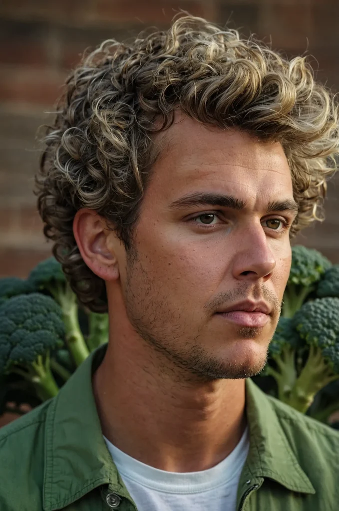 7 Wavy Broccoli CutA White American man with 2