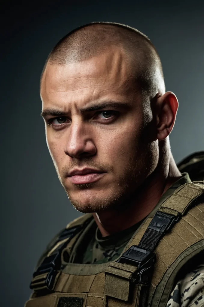 9 Buzzed Warrior CutA White American man with 1