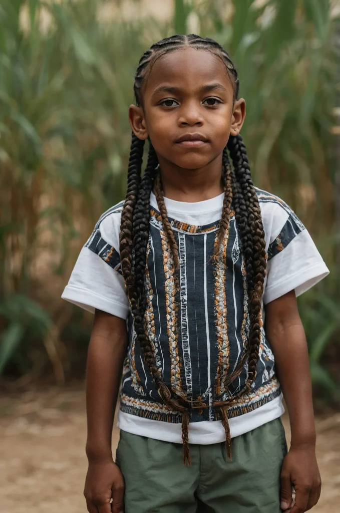 9 CornrowsA young Black boy with neat cornrow 2