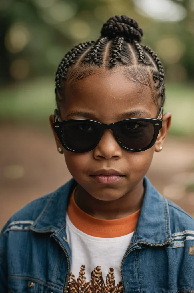 9 CornrowsA young Black boy with neat cornrow 3