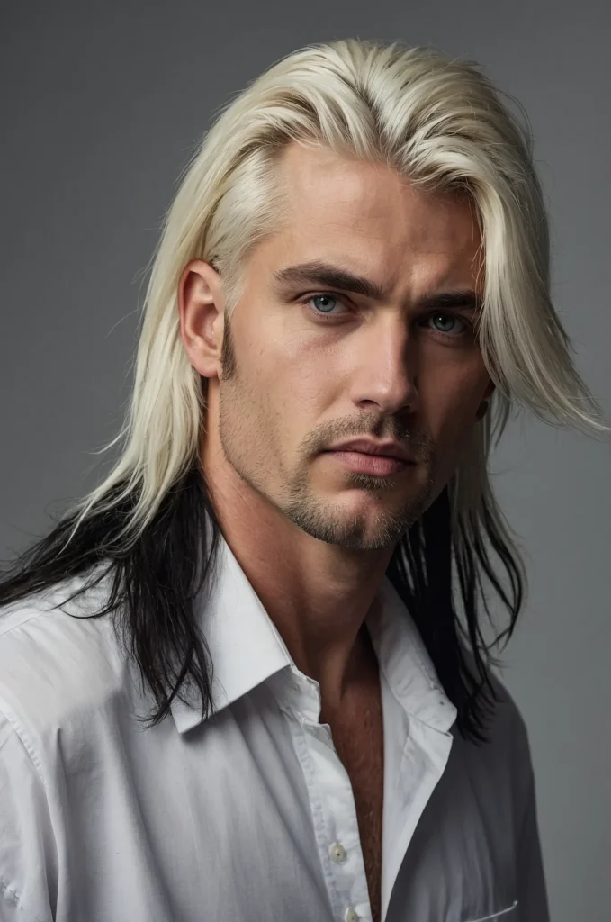 Asymmetrical Mullet White American man with 3