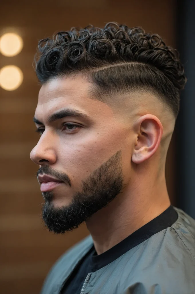 Bald Fade with Blowout CurlsVoluminous curls 1