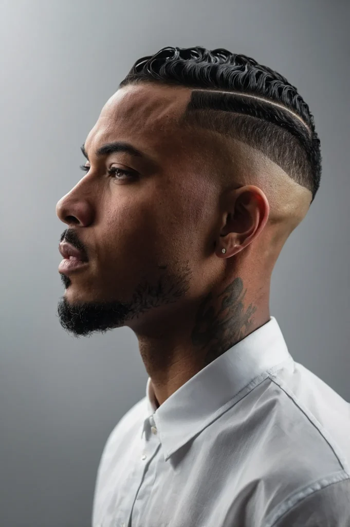 Bald Fade with WavesShort 360 waves with high 3