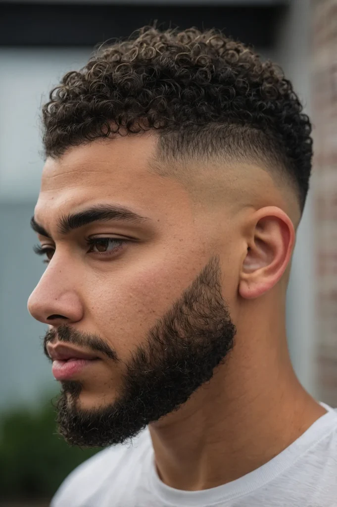 Bald Skin Fade with Curly TopTight natural cu 3