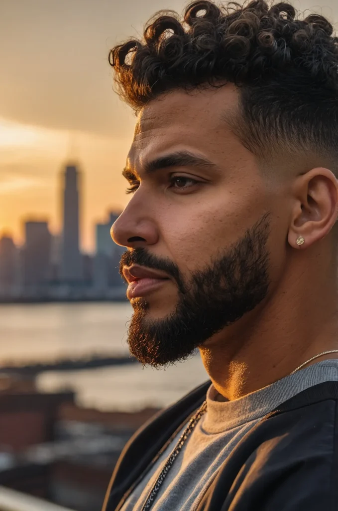 Blowout Curls Taper FadeA man with blowout c 3