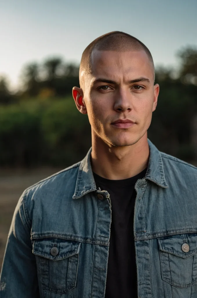 Buzz Cut Realistic portrait of a White Ameri 3