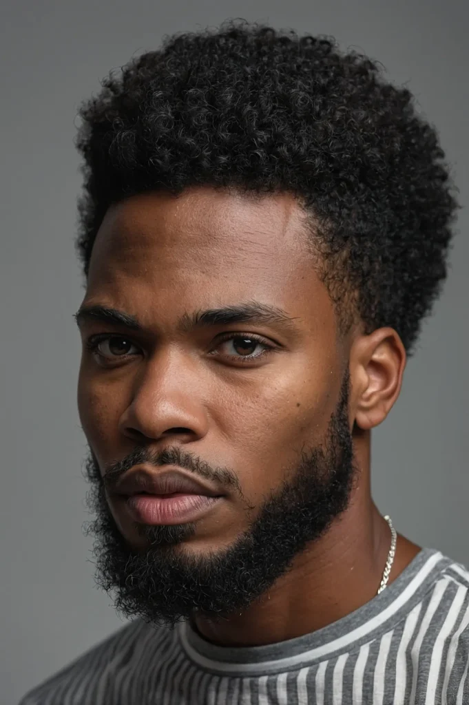 Coily Afro Top Burst FadeBlack man with coil 3