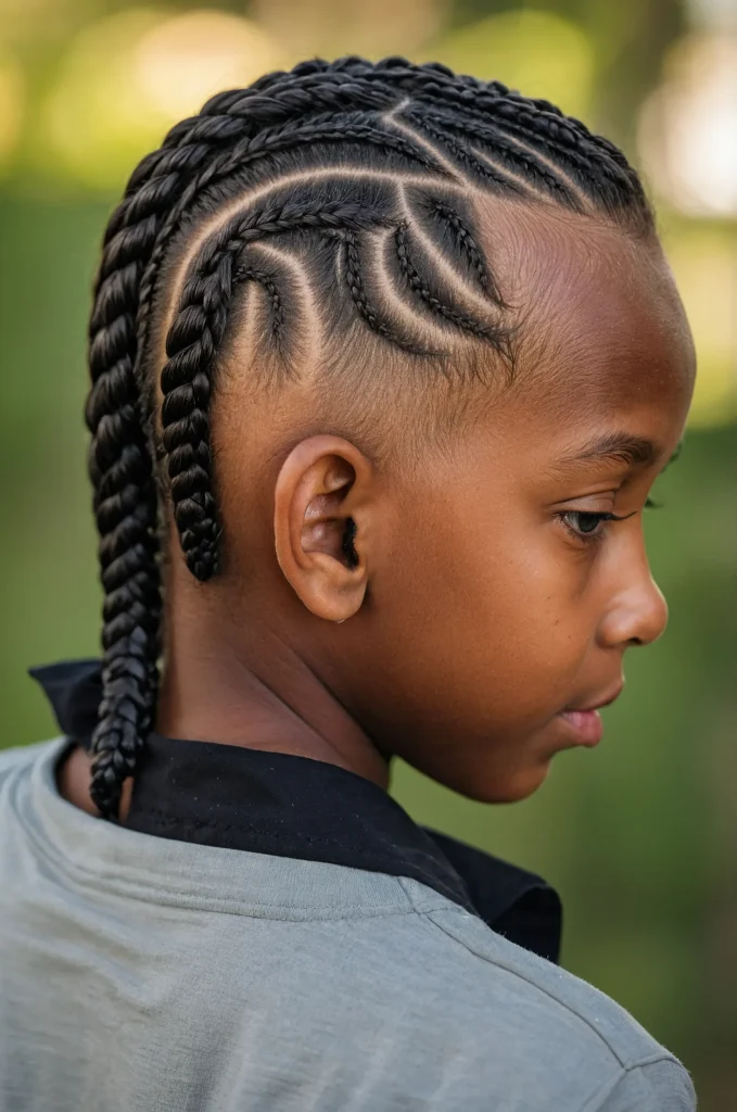 Cornrows with Fade Boy with neat cornrow bra 2