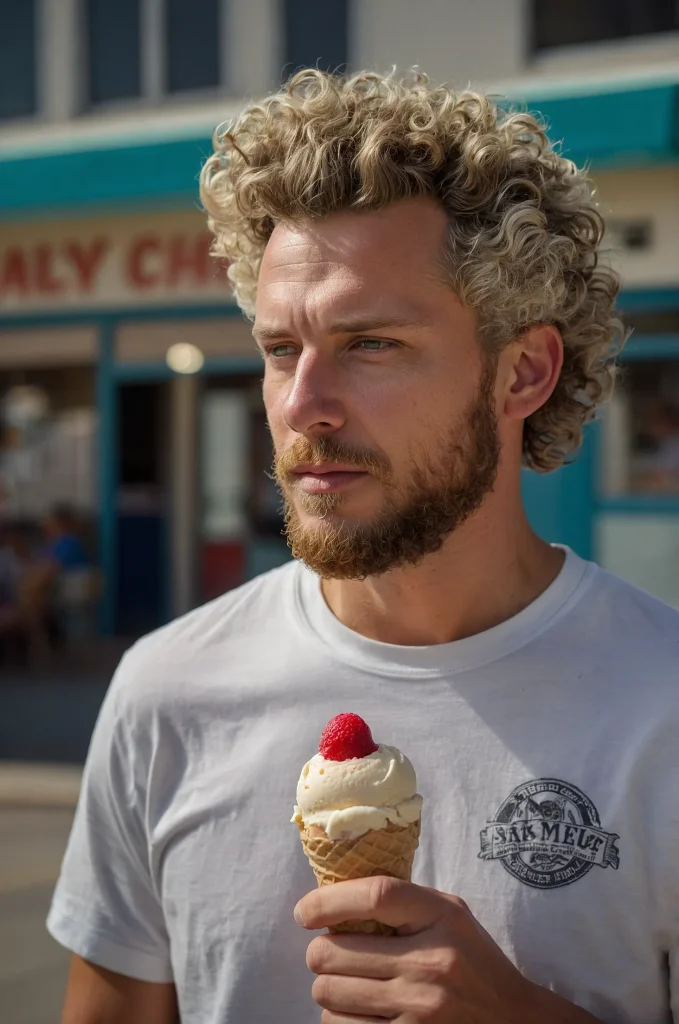 Curly Ice Cream Cut realistic portrait of a 2