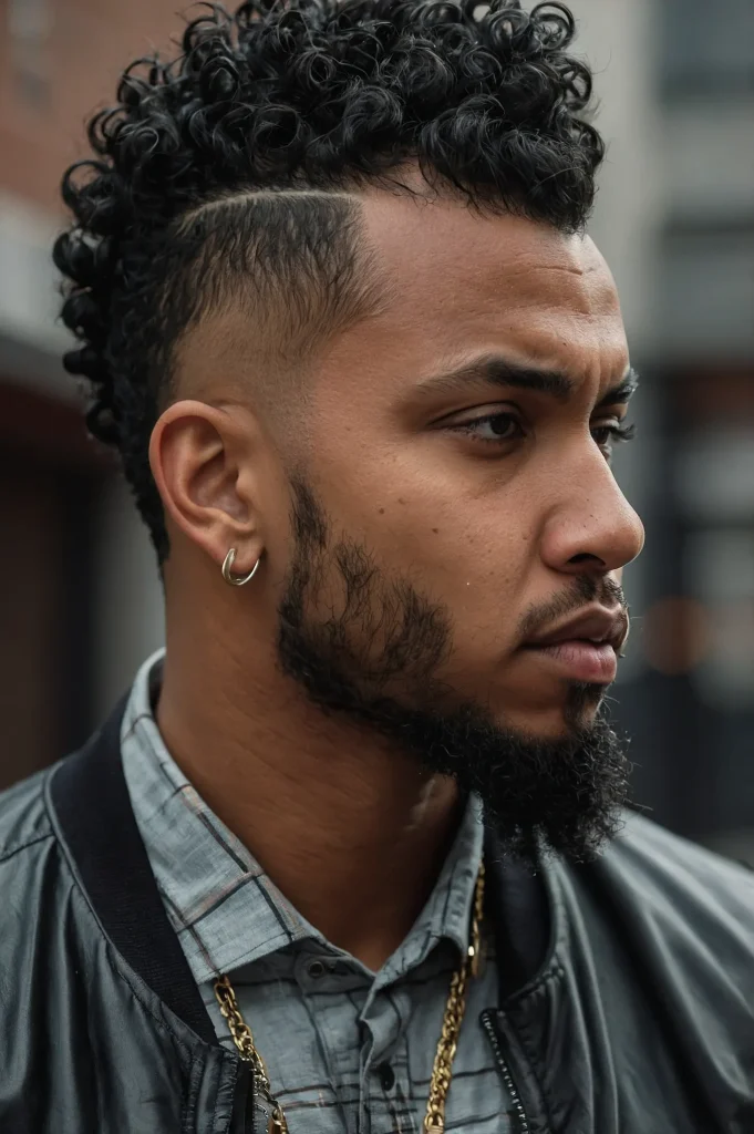 Curly Mohawk with Temp FadeBlack man with def 0