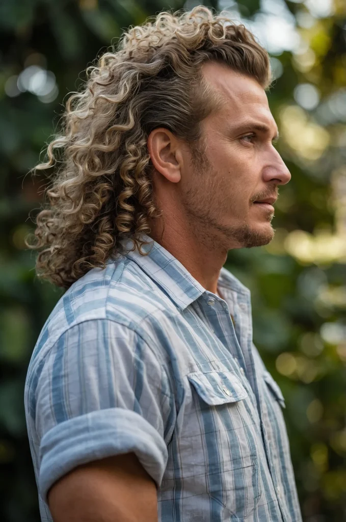 Curly Mullet White American man with a curly 1