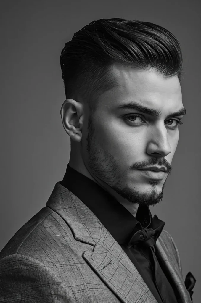 Drop Fade Side PartA man with a drop fade an 3