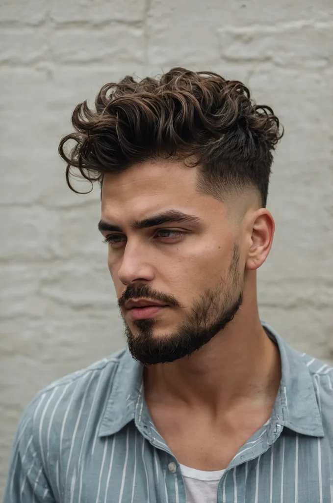 Drop Fade Wavy TopA man with a drop fade and 1