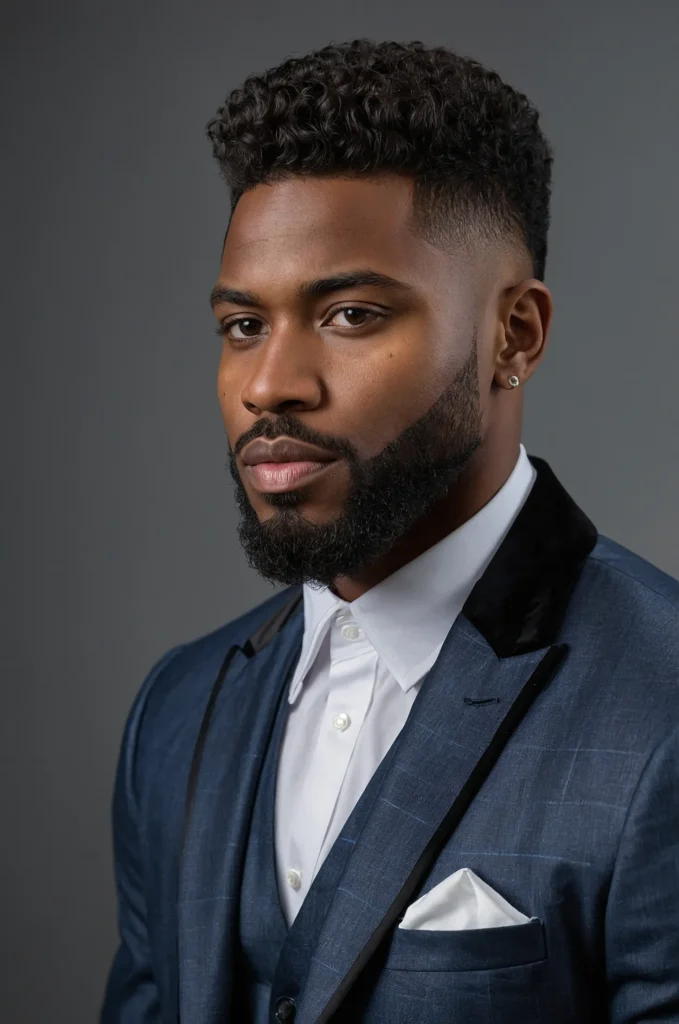 Drop Low Taper Fluffy Hair Black man with d 1