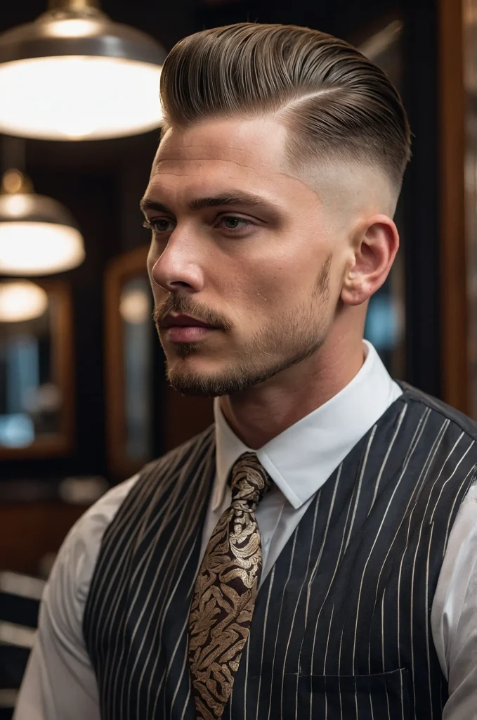 Fade with Slick Back A White American man wi 3