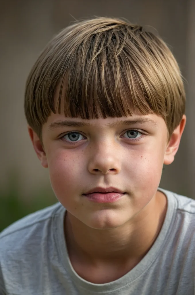 Fringe Crop White American boy around 10 year 3