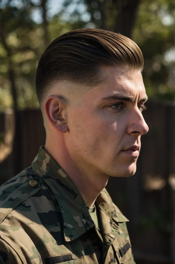 Leonardo Kino XL Tapered Army CutA White American man with a t 1