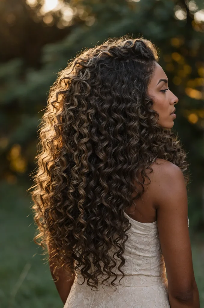 Long Wolf CutA Black woman with long curly wo 2