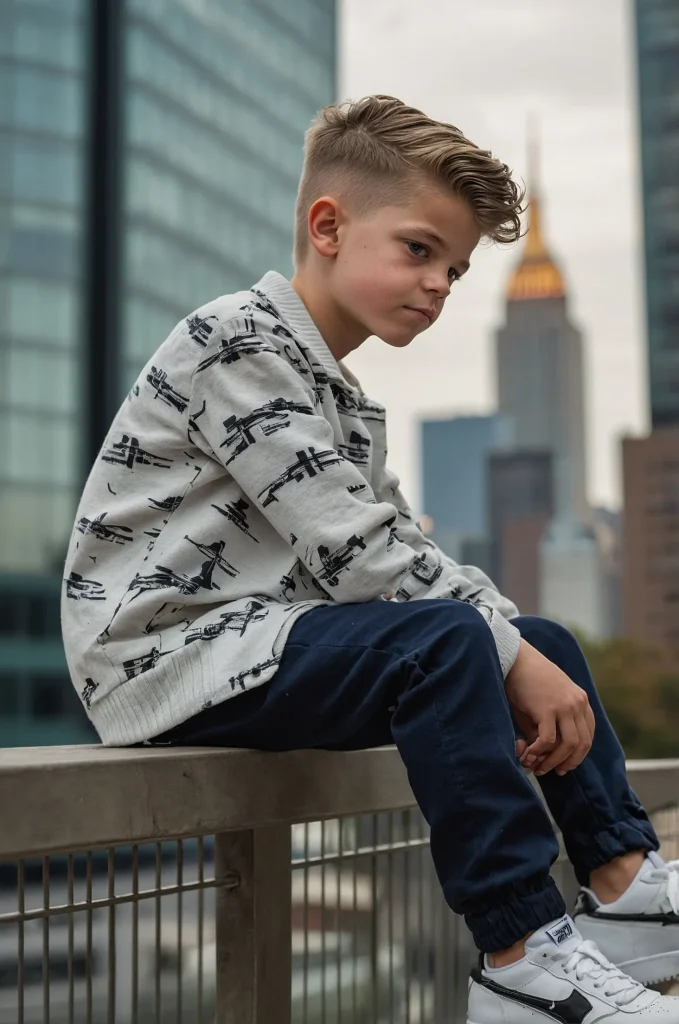 Longer Top Fade White American boy 12 years 3