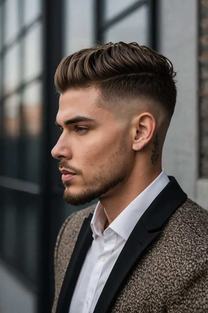 Low Drop Fade Textured CropA male model with 3