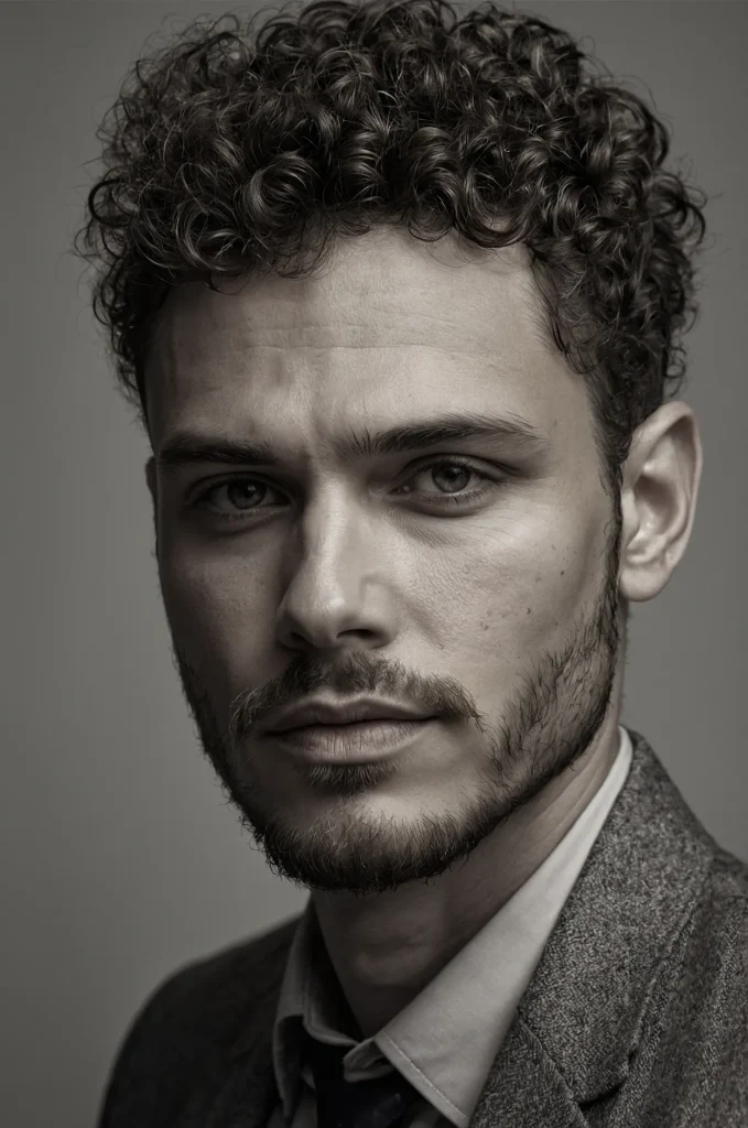 Low Fade Curly FringePortrait of a man with 1