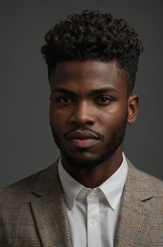 Low Fade Curly Side PartDetailed portrait o 3