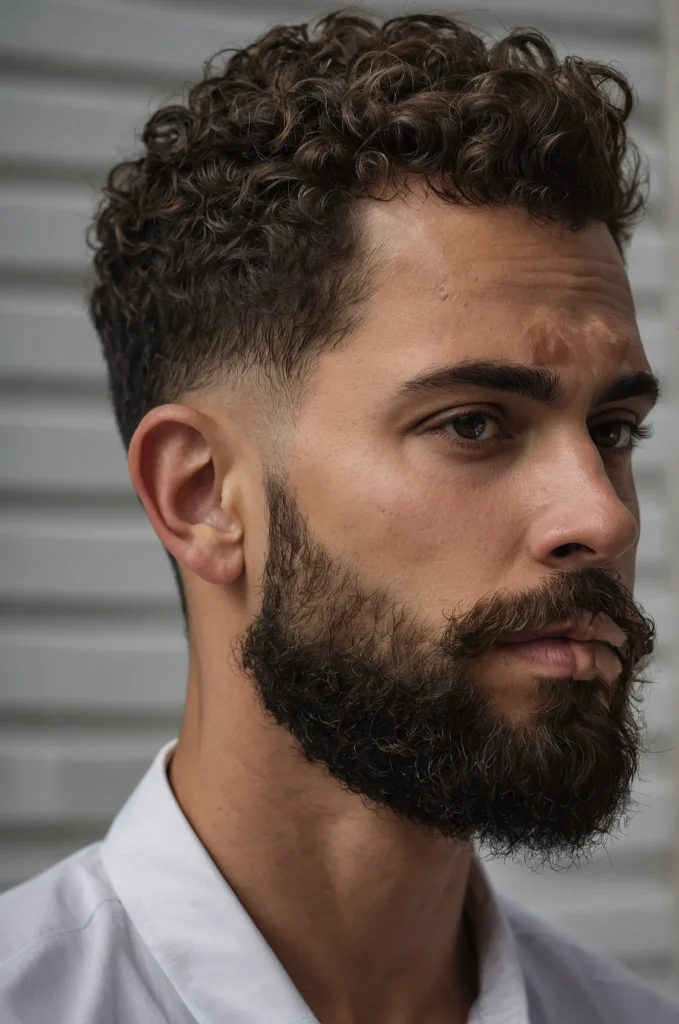 Low Fade Short CurlsUltrasharp portrait of a 1