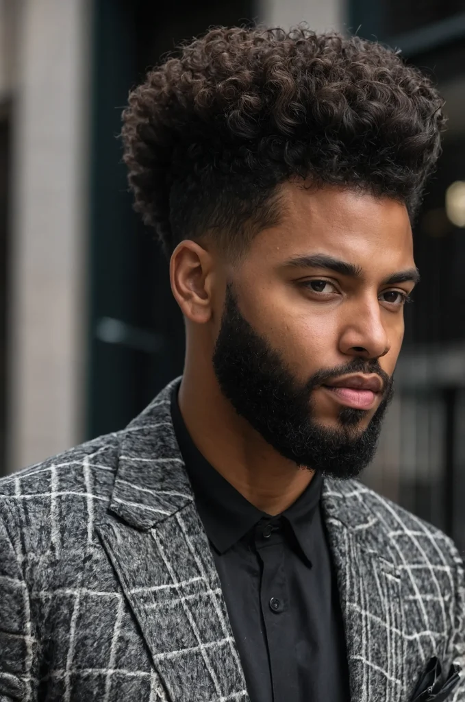 Low Taper Big Fluff Volume Black man with e 3