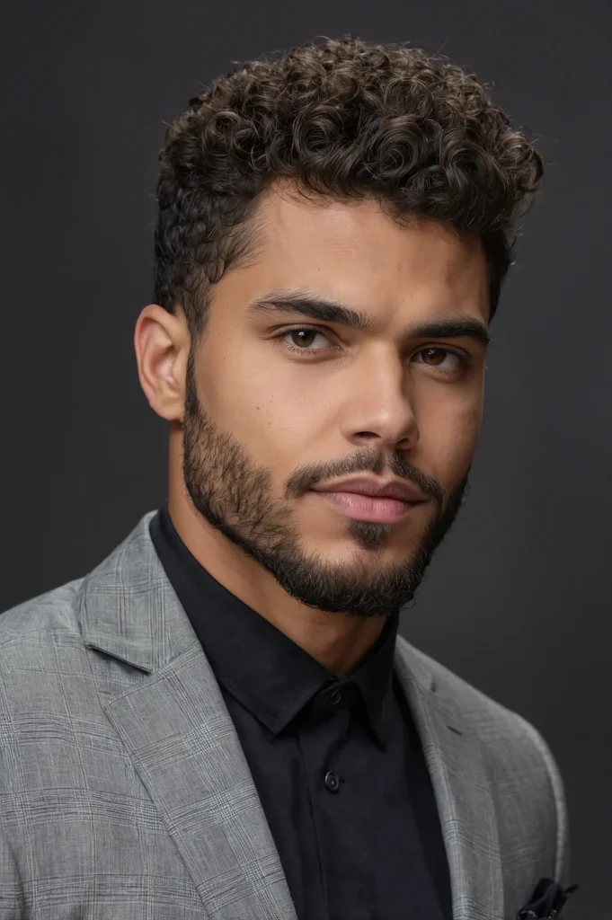 Low Taper Curly Temple BlowoutMan with templ 1