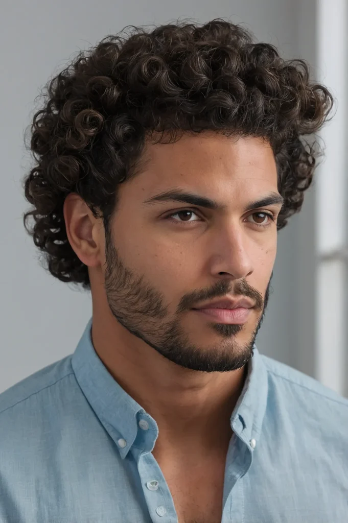 Low Taper Curly Temple BlowoutMan with templ 3