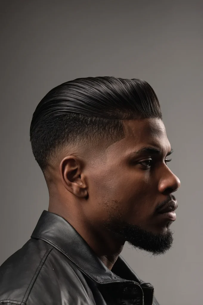 Low Taper Fade with Slicked Straight TopA Bla 0