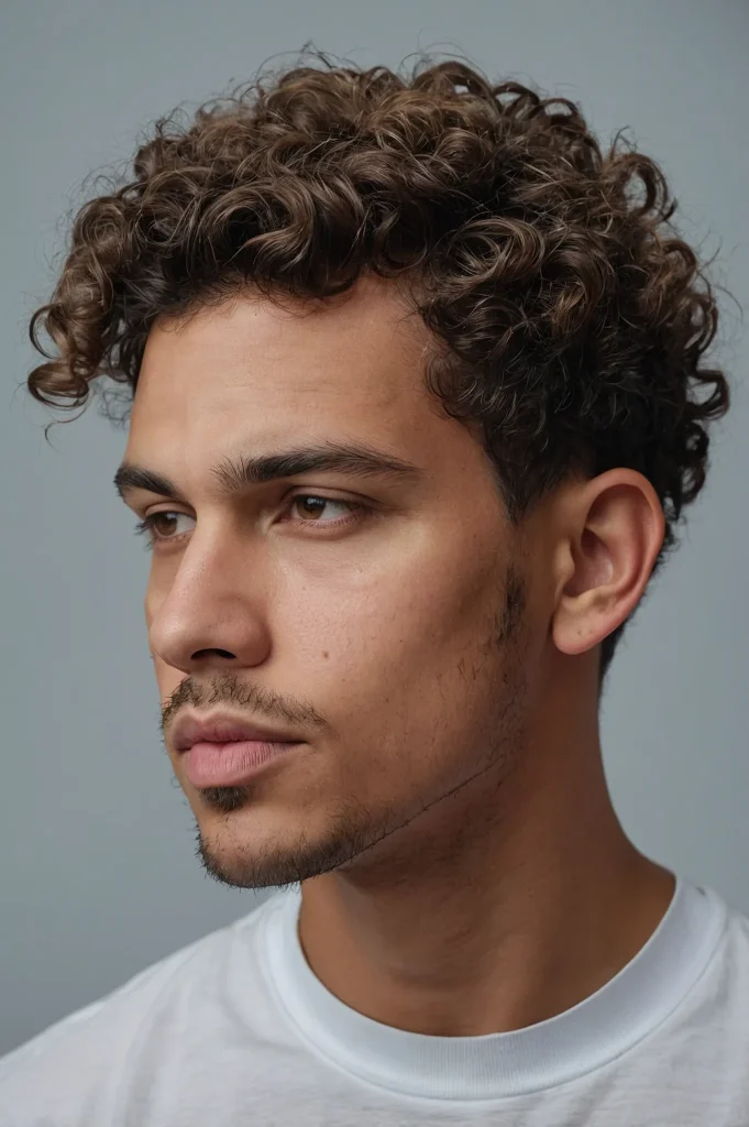 Low Temp Fade Curly FringeMan with curly fri 1