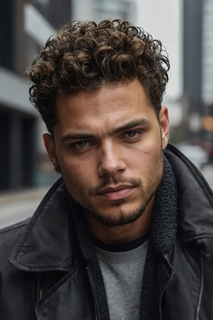 Mid Taper Fade Messy CurlsModern portrait of 3