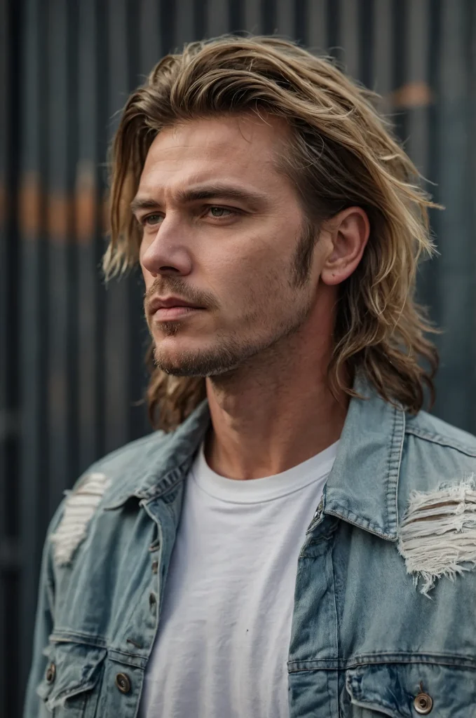 Modern Textured Mullet White American man wi 3