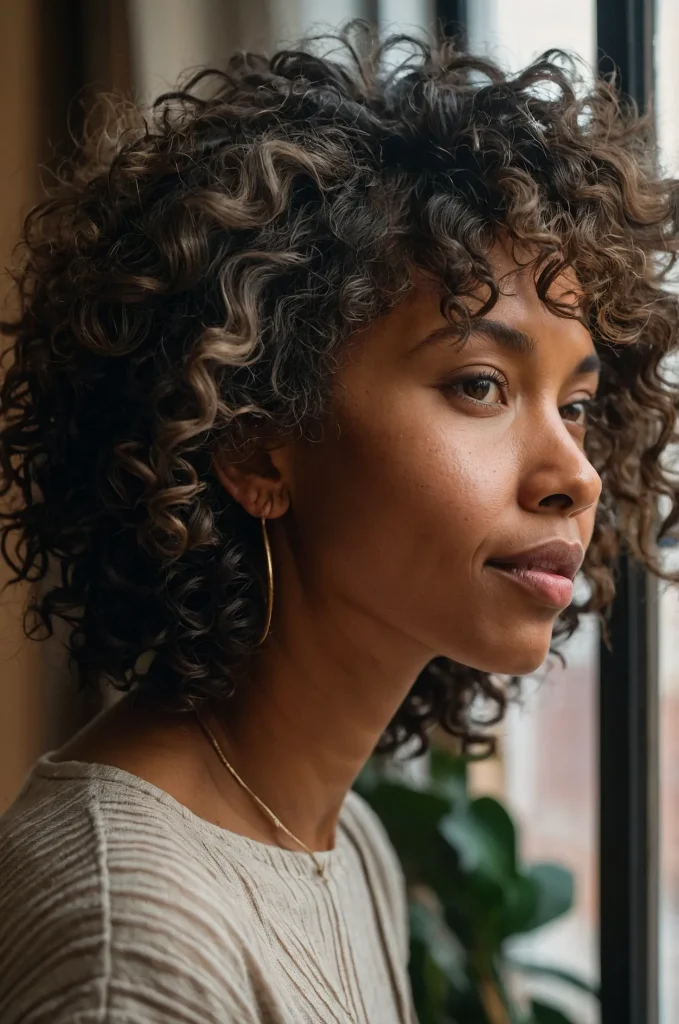 Shaggy Wolf CutA Black woman with shaggy wolf 1