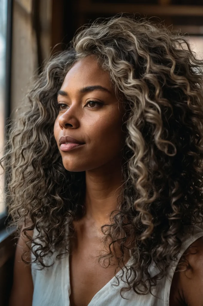 Shaggy Wolf CutA Black woman with shaggy wolf 3