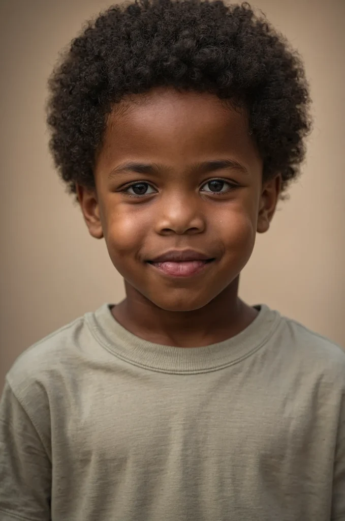 Short Afro Young Black boy with a rounded sh 2