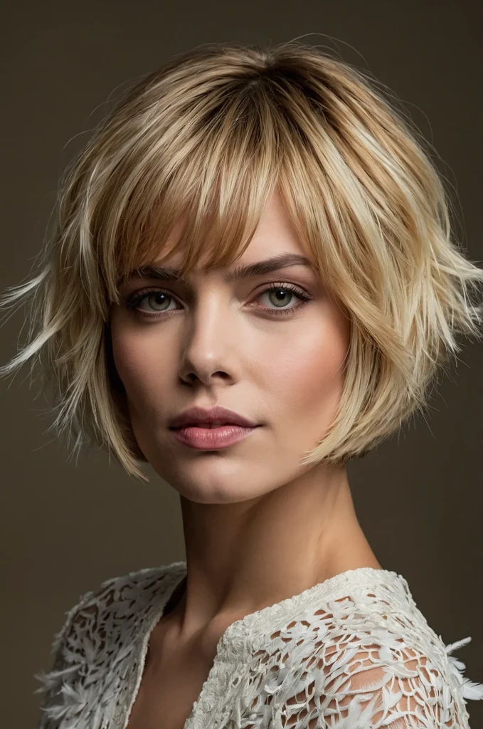 Short Bob Feather Cut Woman with modern shor 3