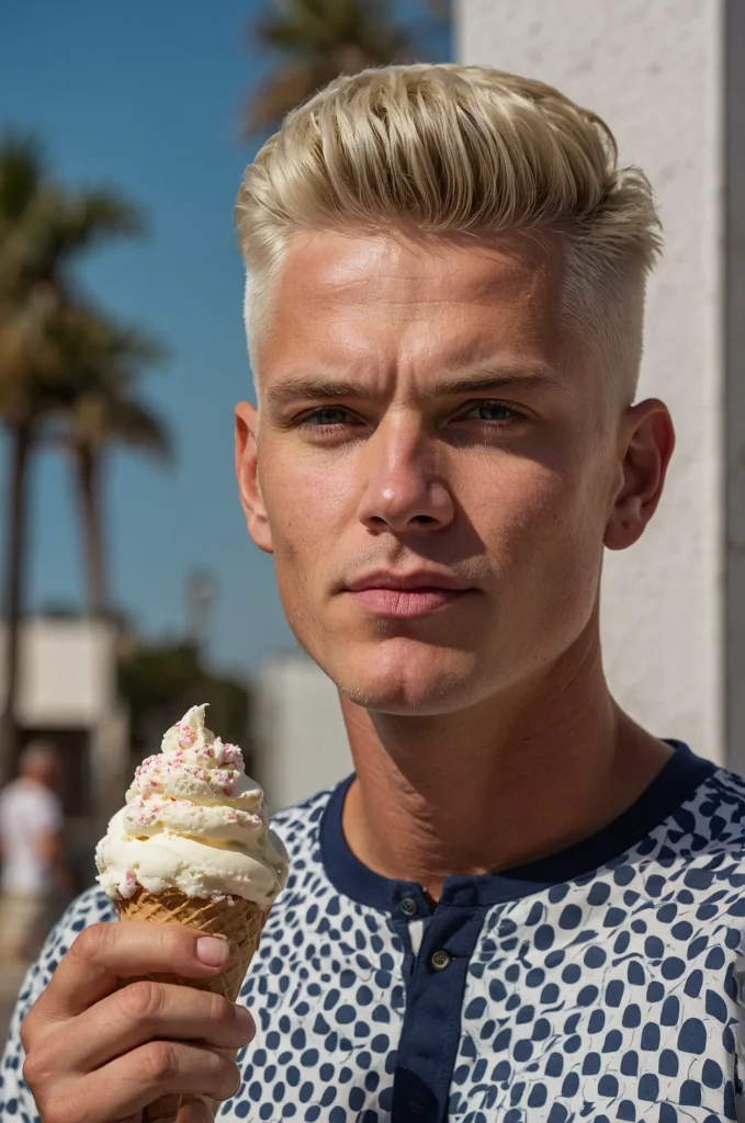 Short Ice Cream Cut realistic portrait of a 2