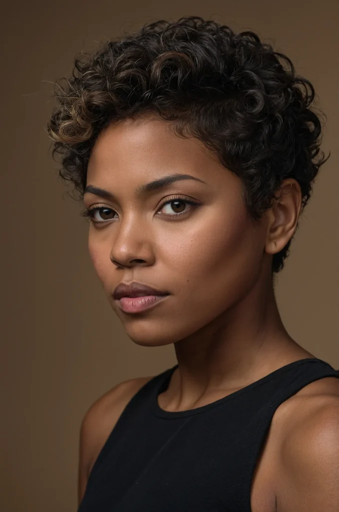 Short Wolf CutA Black woman with a short wolf 2