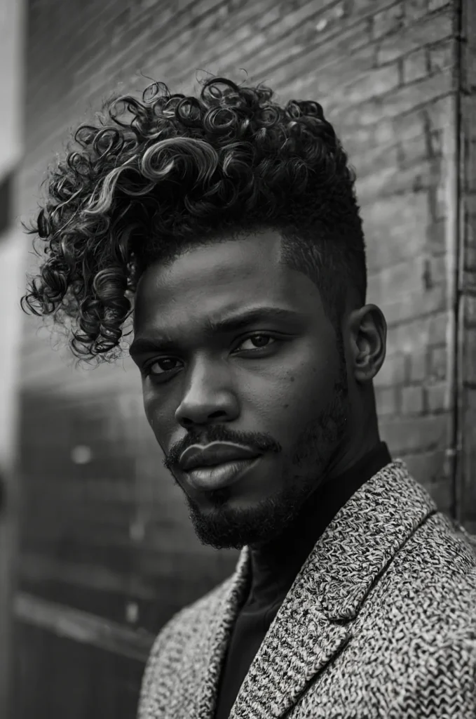 SideParted Curls Blowout FadeBlack man with 3