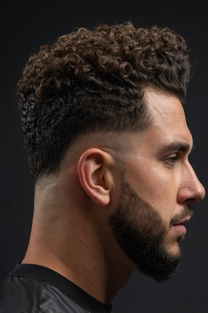 Skin Fade with Brushed Sponge CurlsA man with 1