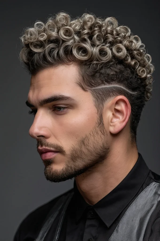 Skin Fade with Brushed Sponge CurlsA man with 3