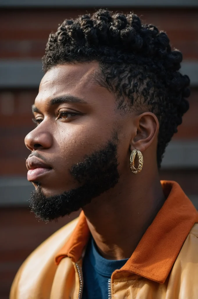 Skin Fade with TwistOut PuffA Black man with 1