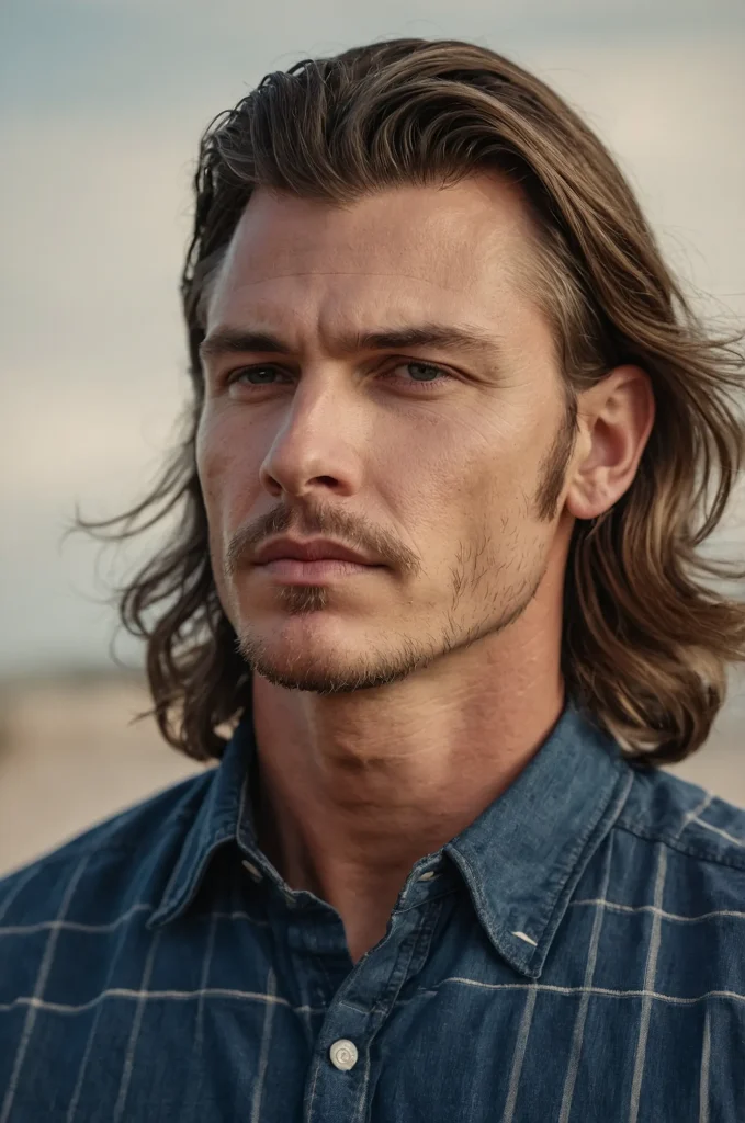 Soft Mullet White American man with a soft m 0