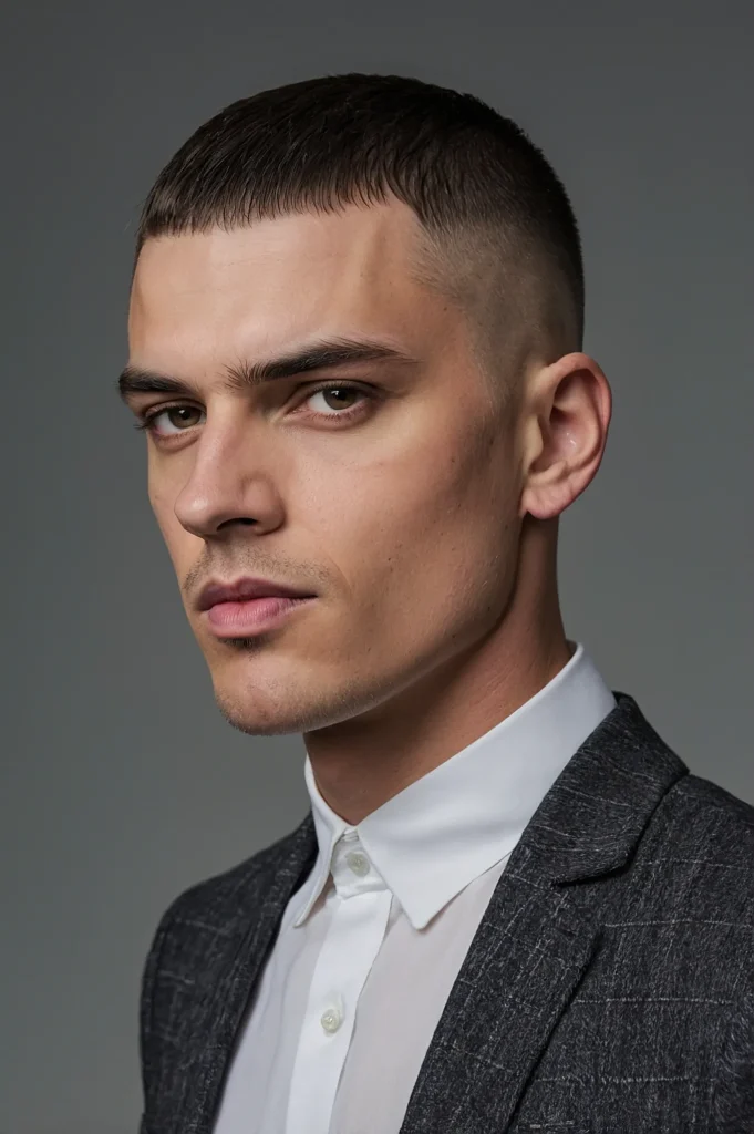Straight French Crop with Taper FadeA man wit 1