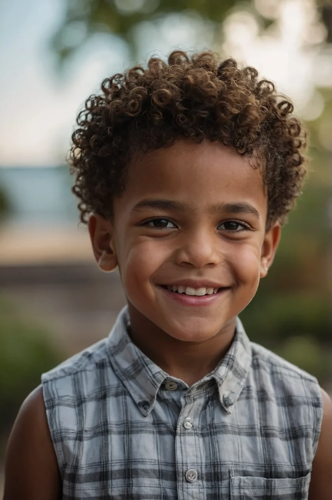 Temple Fade with Curls Black boy with natura 2