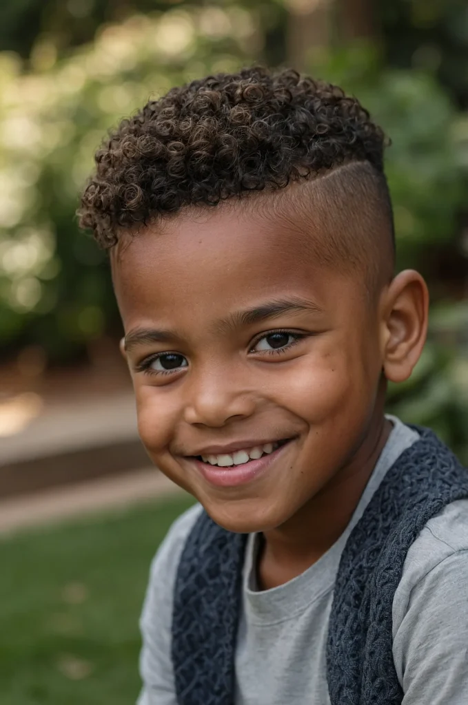 Temple Fade with Curls Black boy with natura 3