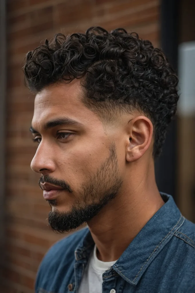 Temple Taper Loose CurlsSideview of a man wi 1